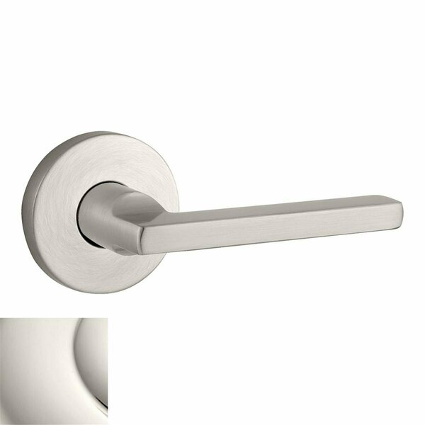 Baldwin Square Lever Non Handed Privacy with Contemporary Round Rose, Polished Nickel PV.SQU.R.CRR.141